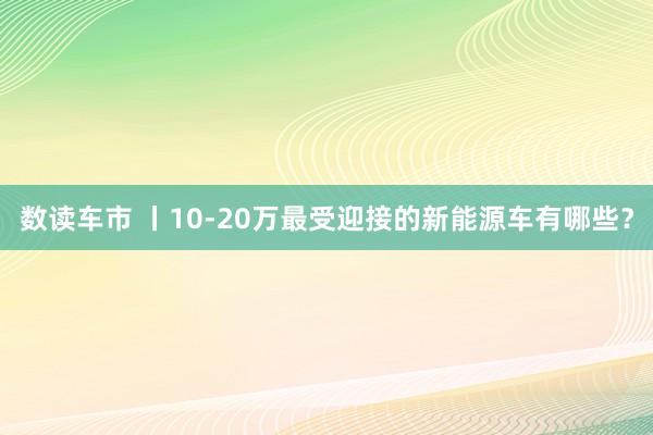 数读车市 丨10-20万最受迎接的新能源车有哪些？