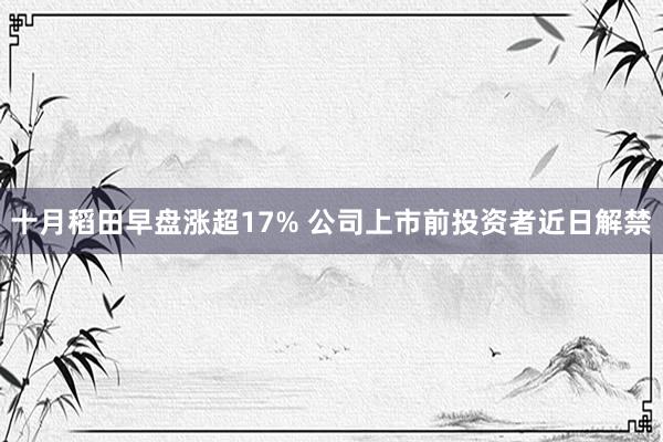 十月稻田早盘涨超17% 公司上市前投资者近日解禁