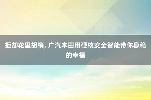 拒却花里胡梢, 广汽本田用硬核安全智能带你稳稳的幸福